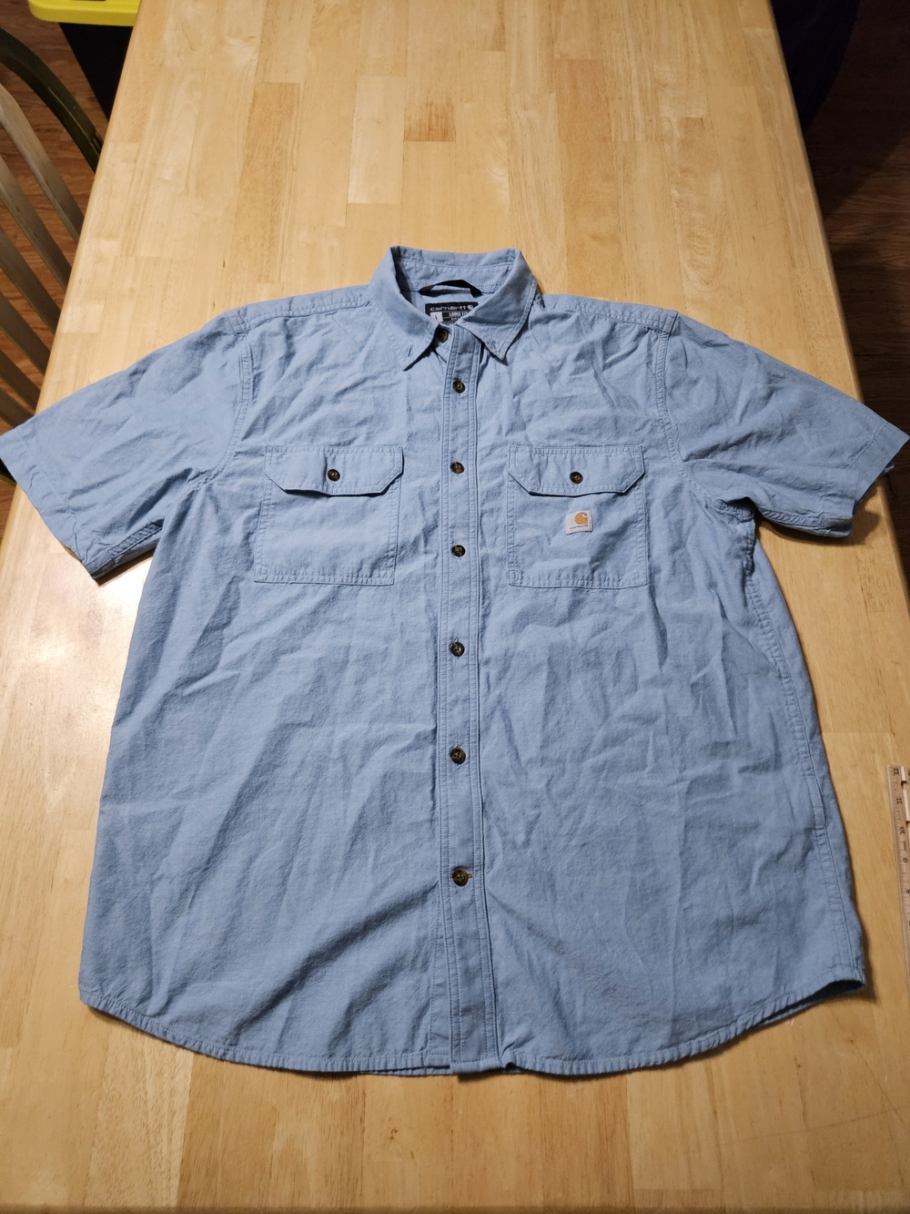 Carhartt Men's Loose Fit Chambray Button Down Shirt Size L Blue @D1